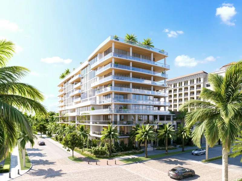 Rendering of Glass House, a nine-story glass condominium tower in downtown Boca Raton
